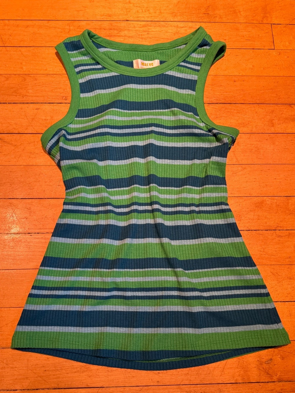 Anthropologie Green & Blue Striped Tank top